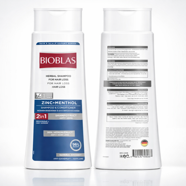 BIOBLAS HERBAL SHAMPOO FOR HAIR LOSS+ANTI-DANDRUFF ZINC+MENTHOL