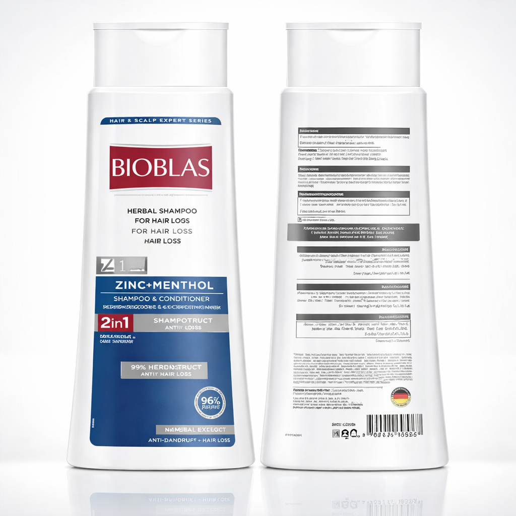 BIOBLAS HERBAL SHAMPOO FOR HAIR LOSS+ANTI-DANDRUFF ZINC+MENTHOL