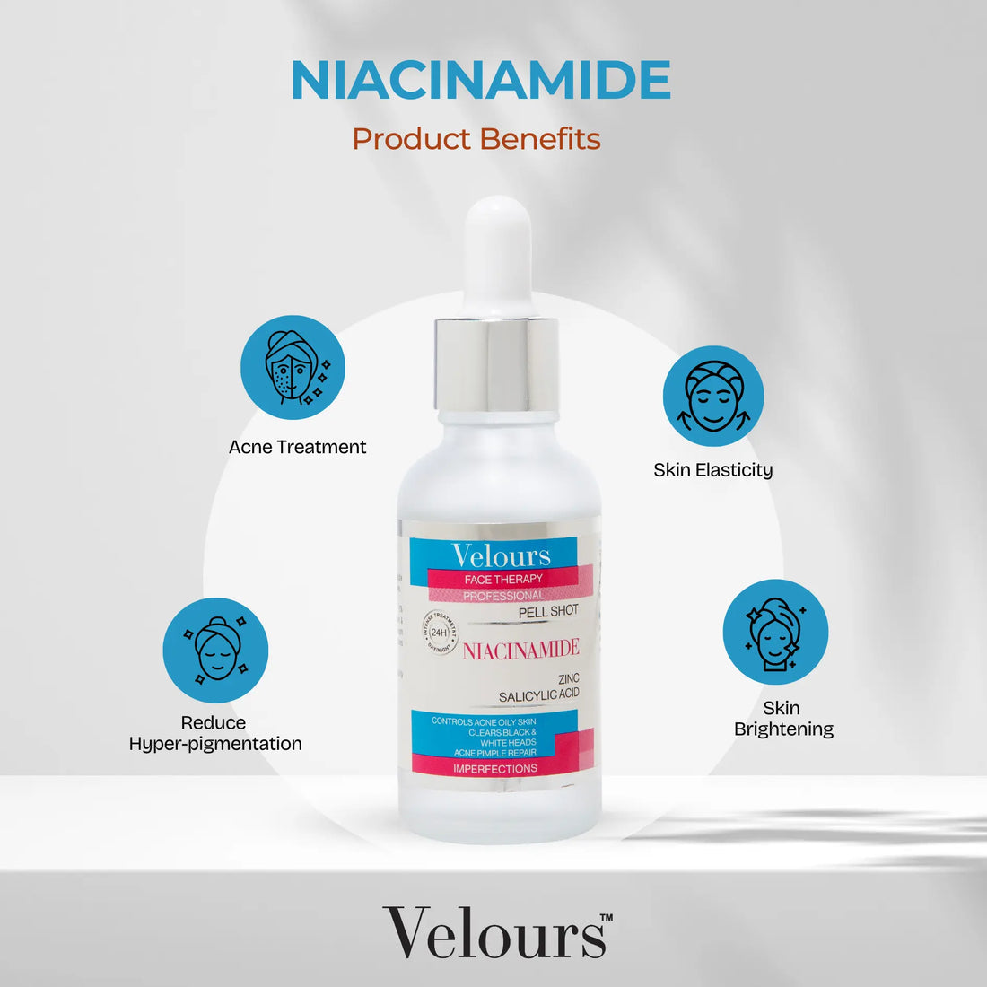 Velours Niacinamide Serum 30ml for acne marks and pore care