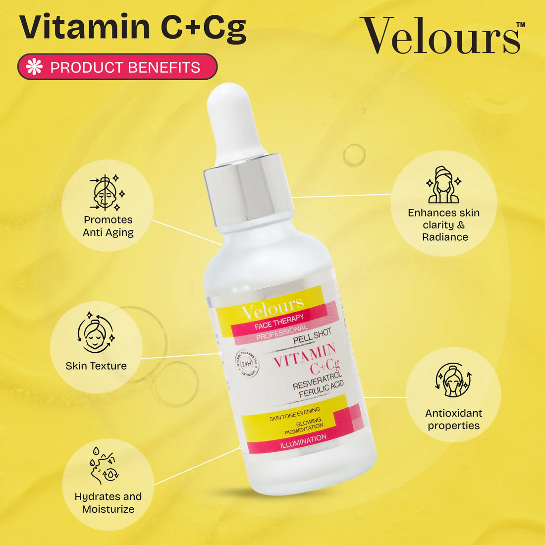 Velours Vitamin C + Cg Serum 30ml for glowing skin in Pakistan
