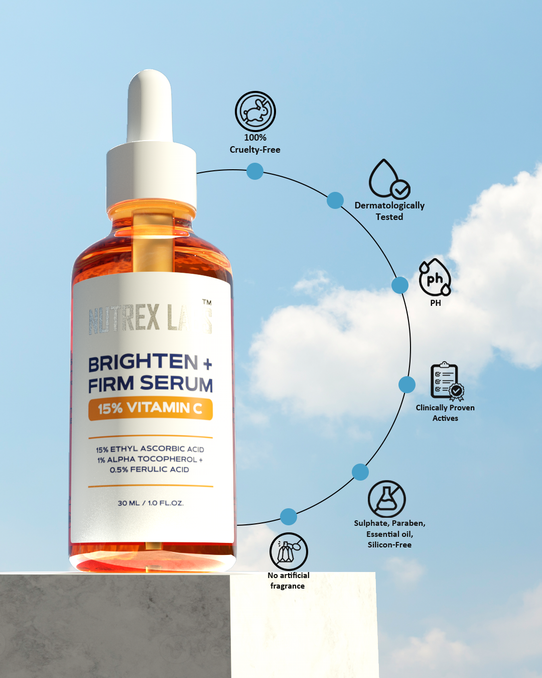 Nutrax Lab Brighten + Firm 15% Vitamin C Serum