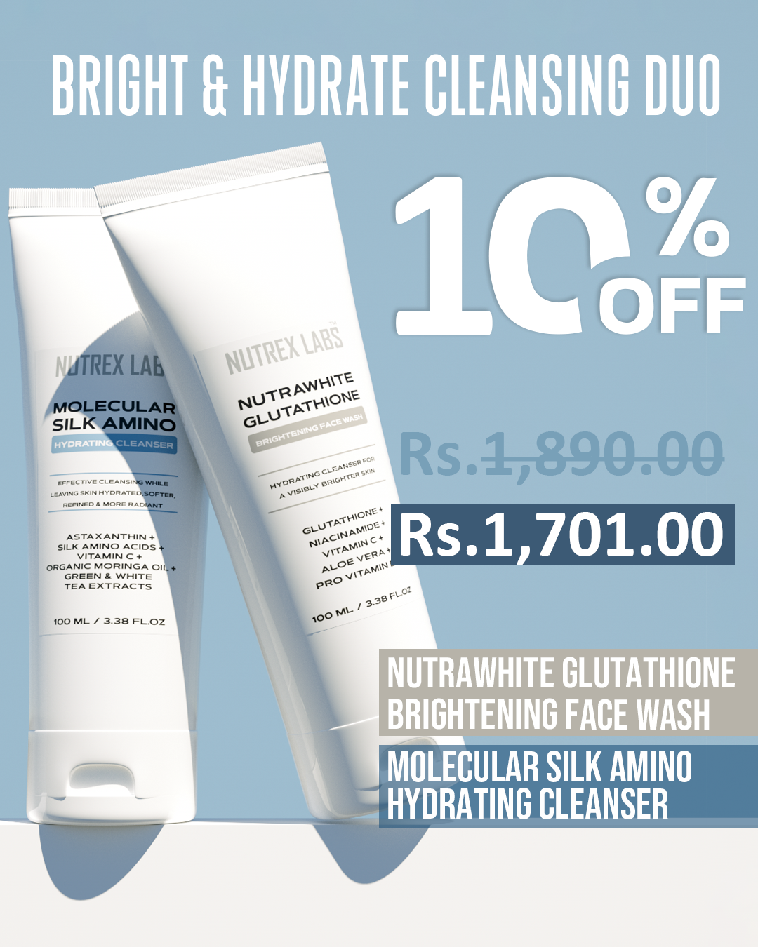 Nutrax Lab Bright & Hydrate Cleansing Duo